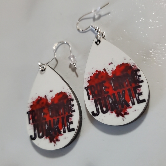 True Crime Junkie Teardrop Earrings - Picture 3 of 6